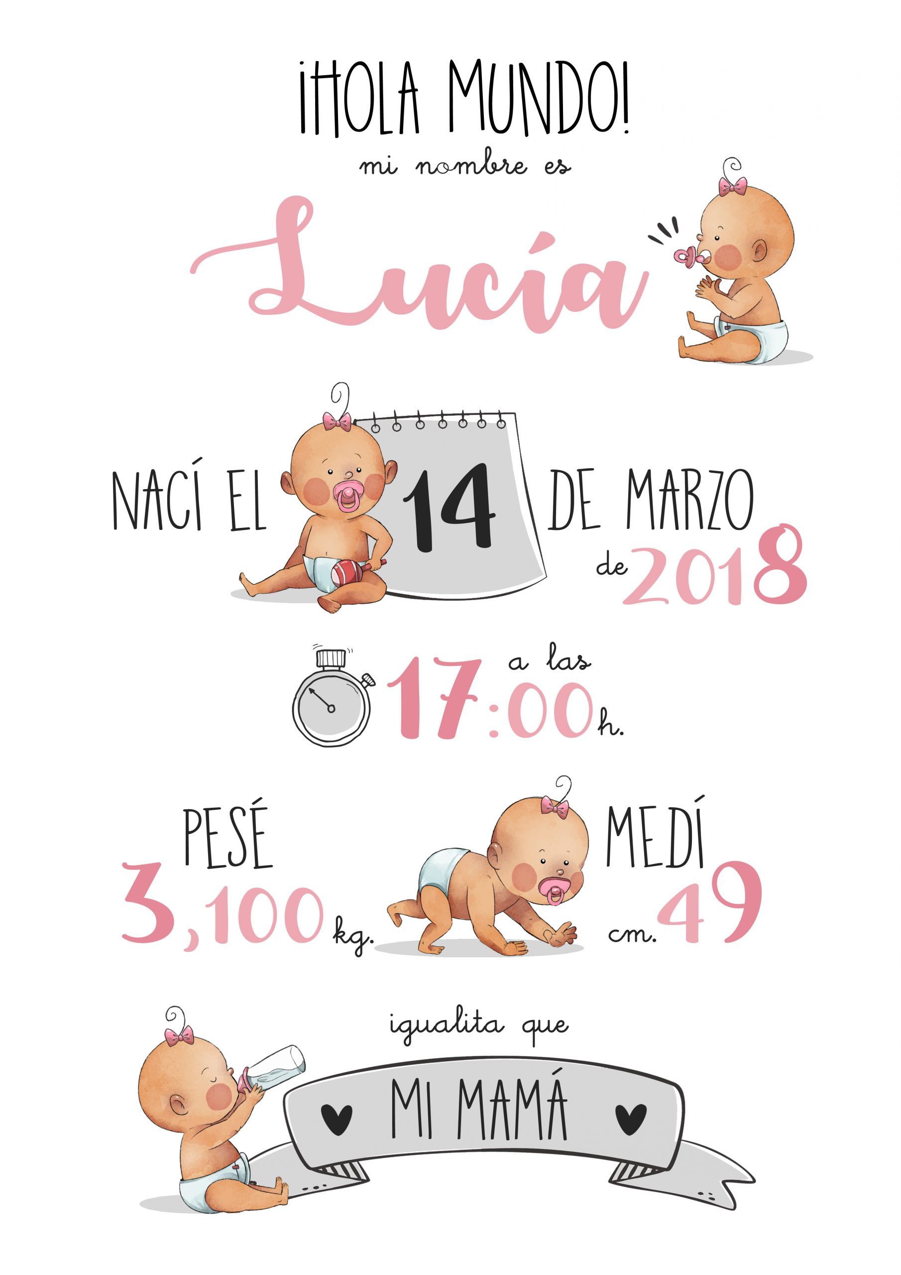 Cuadro Personalizado Natalicio Para Bebé - ALABRISA detalles
